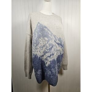 Eddie Bauer Mt. Altitude Crewneck Sweater Women's Size M Relaxed Mountain Scene